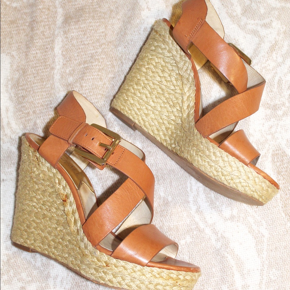 Michael Kors brown strappy wedges
